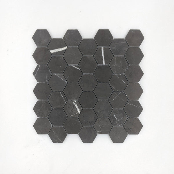 Pietra Grey Hexagon Mosaic 48 Dia