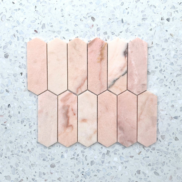 Pink Picket Marble Mosaic