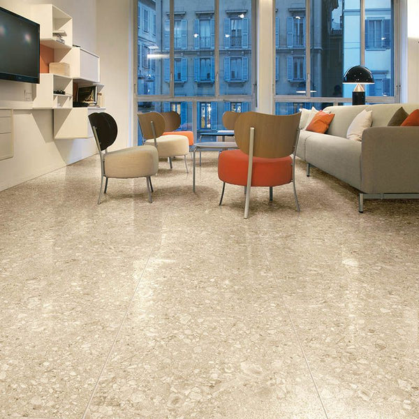 RETRO BEIGE TERRAZZO PORCELAIN PROJECT PHOTO