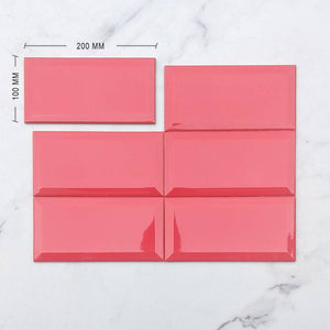Rojo Spanish Bevelled Subway Ceramic 200x100 Dimension