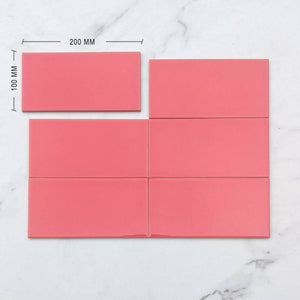 Rojo Spanish Subway Ceramic 200x100 Dimension
