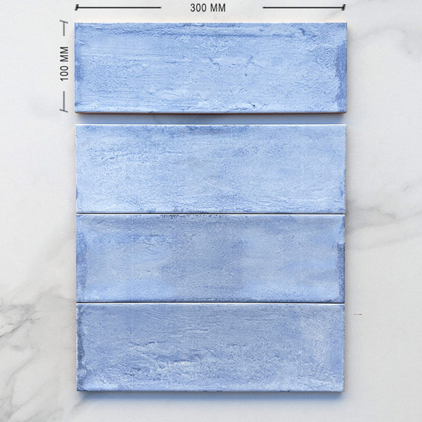 Rustic Sea Blue Spanish Subway Ceramic 300x100