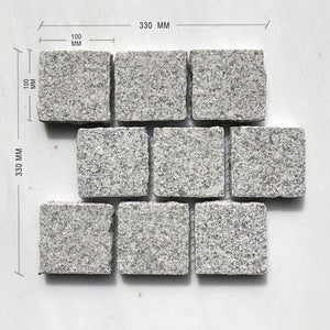 SESAME WHITE BUSH HAMMERED COBBLESTONE GRANITE BRICK PATTERN DIMENSION DIMENSION