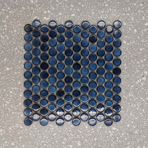 Shadow Blue Penny Round Mosaic 28 Dia