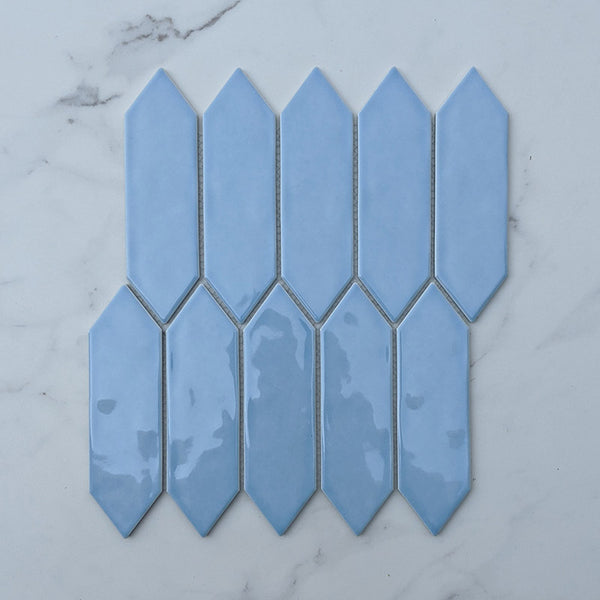 Sky Blue Picket Porcelain Mosaic