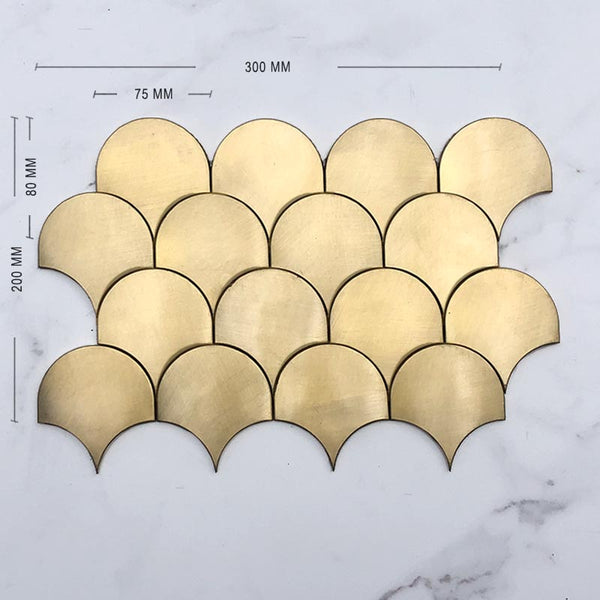 Stainless Steel Gold Fan Shape Mosaic Dimension