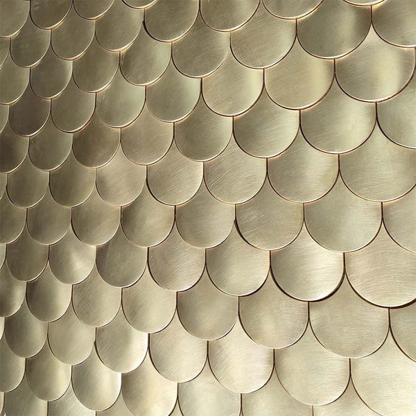 Stainless Steel Exotic Gold Fan Shape Mosaic