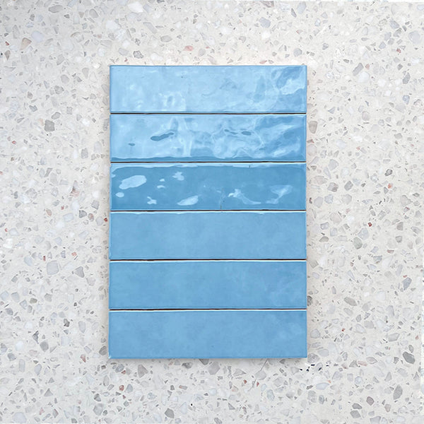 Cass Blush Baby Blue Handmade Ceramic Subway 242x58