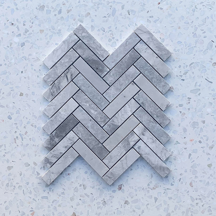 Super White Herringbone Mosaic 98x25