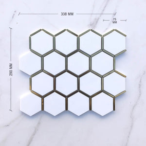 Thassos Gold Hexagon Marble Mosaic Dimension