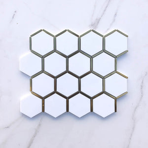 Thassos Gold Hexagon Marble Mosaic