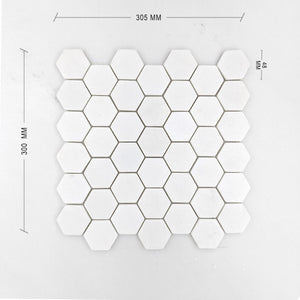 Thassos Tumbled Hexagon Marble Dia 48+ DIM