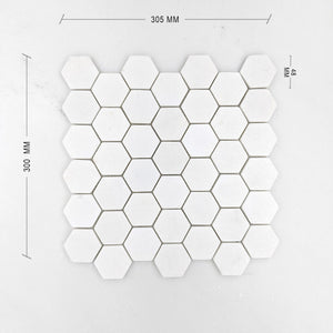 Thassos Tumbled Hexagon Marble Dia 48 + DIM