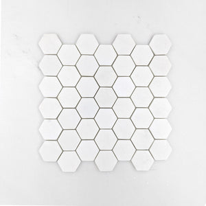 Thassos Tumbled Hexagon Marble Dia 48