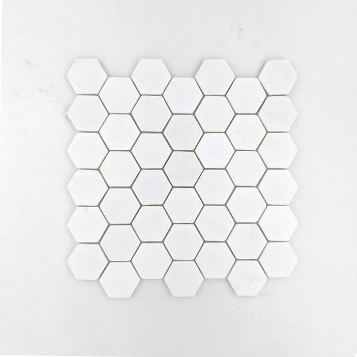 Thassos Tumbled Hexagon Marble Dia 48