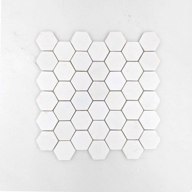 Thassos Tumbled Hexagon Marble Dia 48