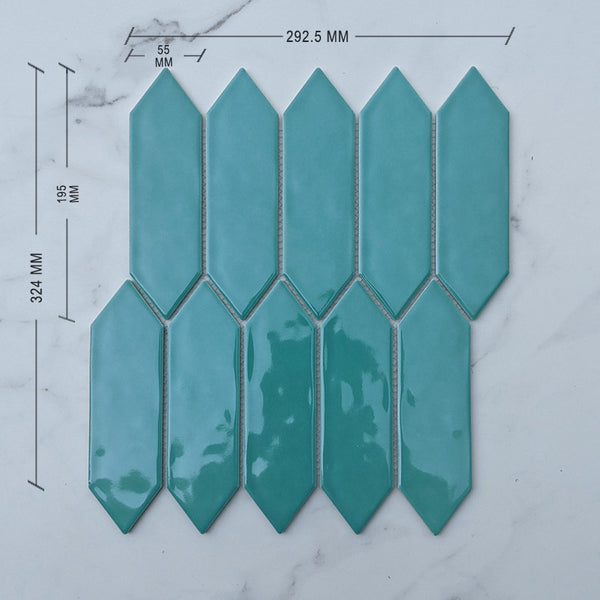 Turquoise Picket Porcelain Mosaic +DIM