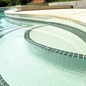 Lisa 2549-A Light Green Glass Mosaic Pool Tile - Stone and Tile Projects 
