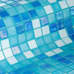 Iris Sky Blue Glass Mosaic Pool Tile - Stone and Tile Projects 