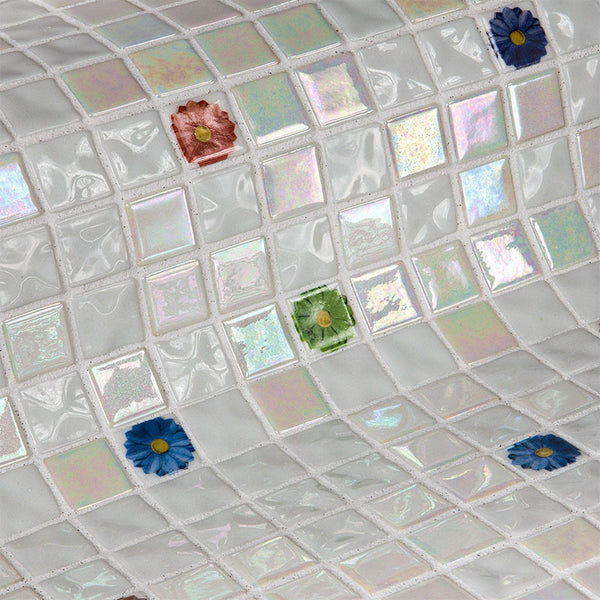 Topping Flowers Glass Mosaic Pool Tile