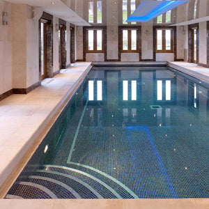 Iris Zafiro Glass Mosaic Pool Tile - Stone and Tile Projects 