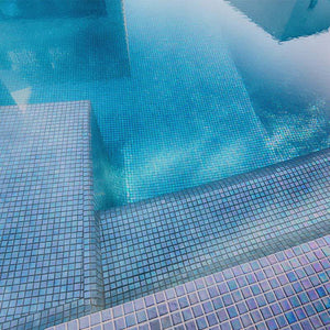 Iris Cuarzo Glass Mosaic Pool Tile - Stone and Tile Projects 