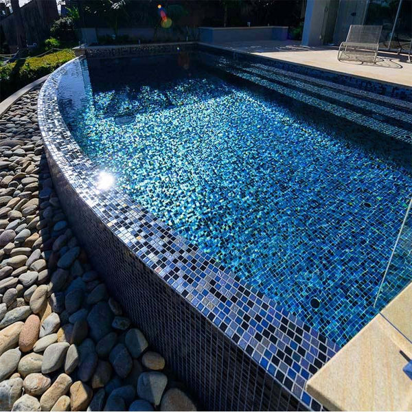 AUS Black Russian Glass Mosaic Pool Tile