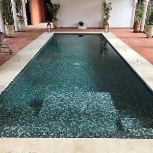 Cocktail Tomahawk Glass Mosaic Pool Tile - Stone and Tile Projects 