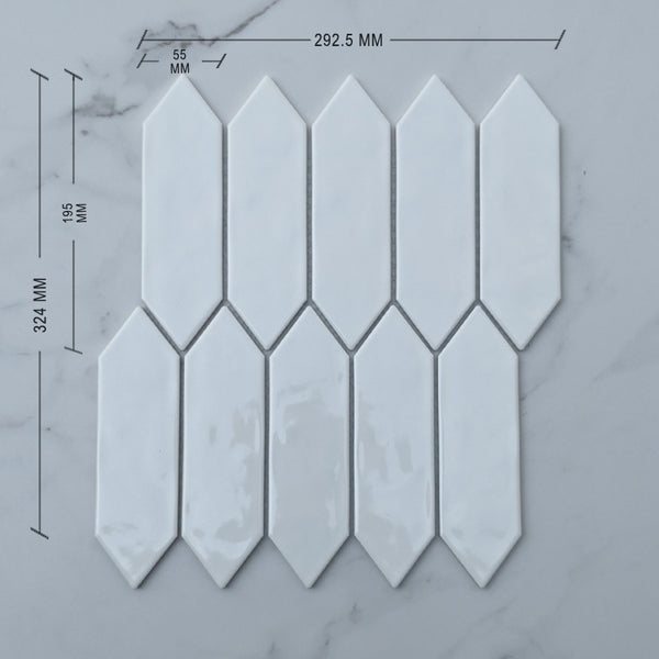 White Picket Porcelain Mosaic+DIM