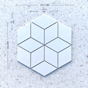 White Diamond Hexagon Porcelain Mosaic