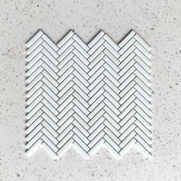 Stix white Herringbone Porcelain Mosaic 48x10