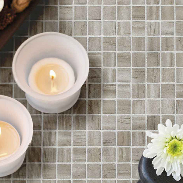 Zen Creamstone Glass Mosaic Pool Tile