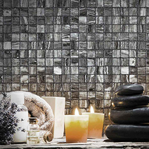 Zen Tigrato Glass Mosaic Pool Tile