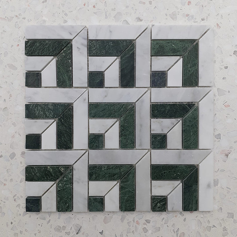 Carrara Empero Green Versailles Mosaic