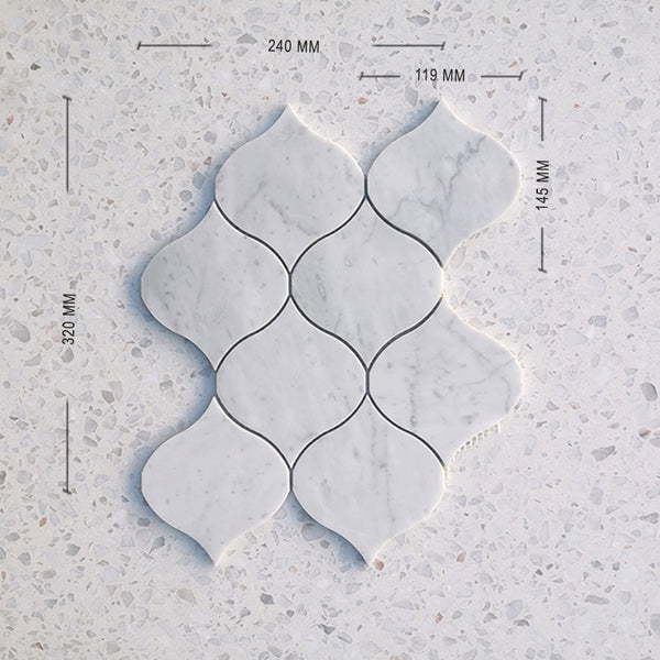 Carrara Bianco Arabesque Plus Marble Mosaic