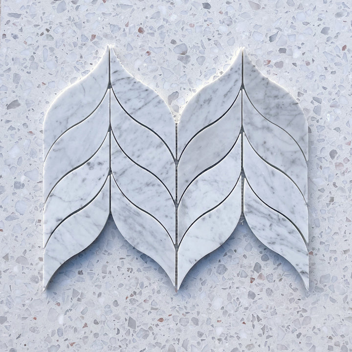 Carrara Bianco Bamboo Leaf Marble Mosaic