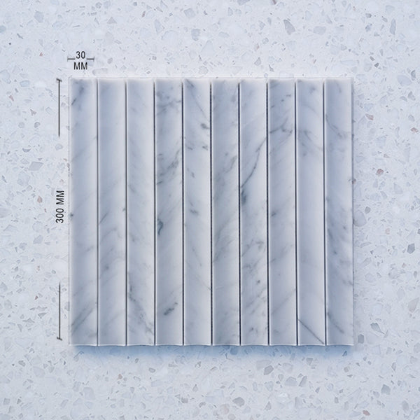 Carrara Bianco Flute Concave Marble Mosaic