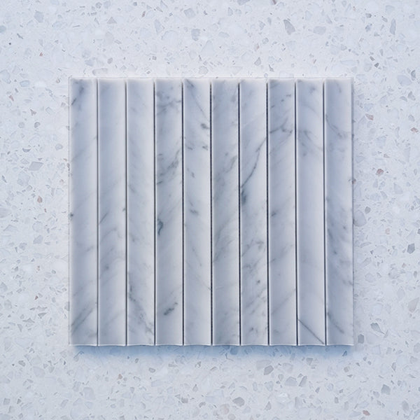 Carrara Bianco Flute Concave Marble Mosaic