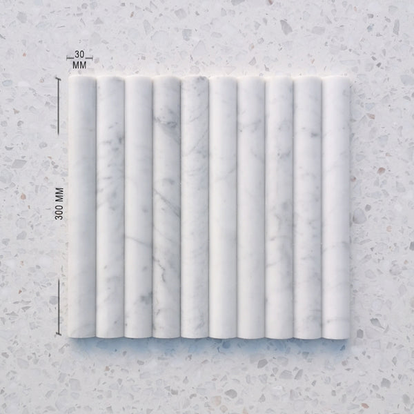 Carrara Bianco Flute Convex Marble Mosaic