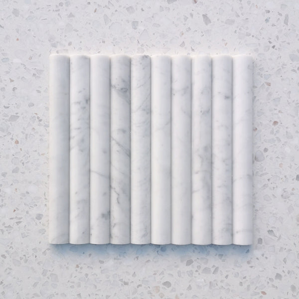 Carrara Bianco Flute Convex Marble Mosaic