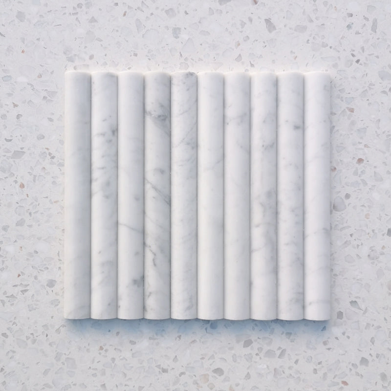 Carrara Bianco Flute Convex Marble Mosaic