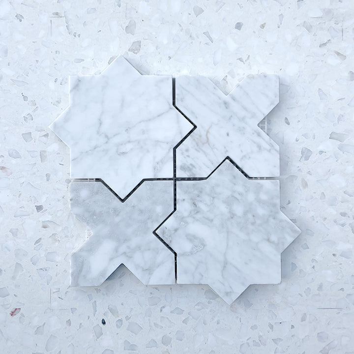 Carrara Bianco Star and Cross Geometria