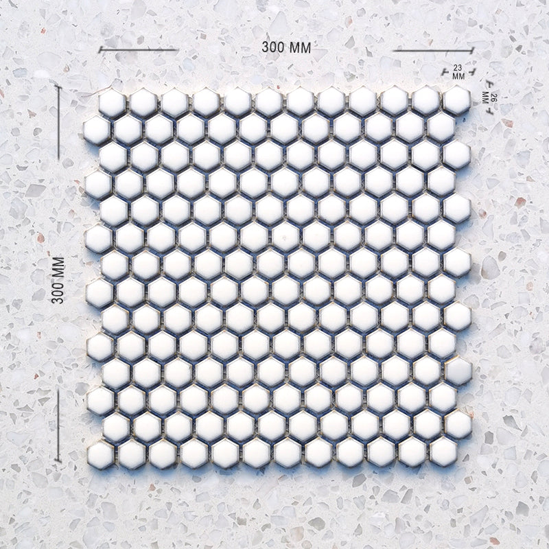 Mini Vintage White Hexagon Mosaic