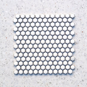Mini Vintage White Hexagon Mosaic